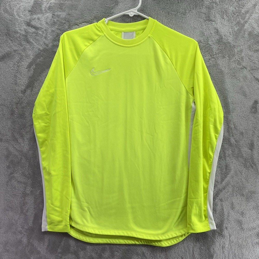 Nike Dri Fit Mens Neon Volt Yellow Training Shirt Long Sleeve Athletic S